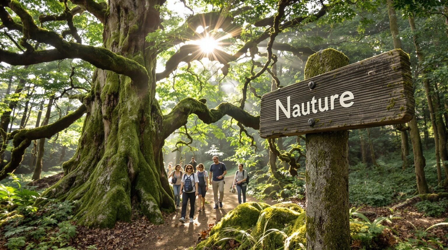 Ecotourists in Yakushima's ancient cedar forest on a guided tour