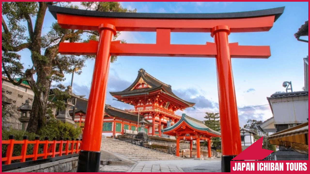 Traditional Japanese shrine with torii gate